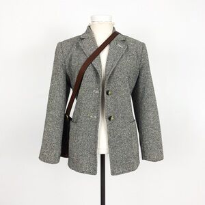 Vintage 90’s Silk/Wool Blend Tweed Blazer in Grey | Size M
